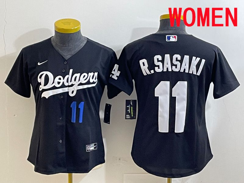 Women Los Angeles Dodgers #11 R.Sasaki Black Game 2025 Nike MLB Jersey style 5